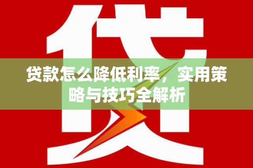 民丰贷款怎么降低利率，实用策略与技巧全解析